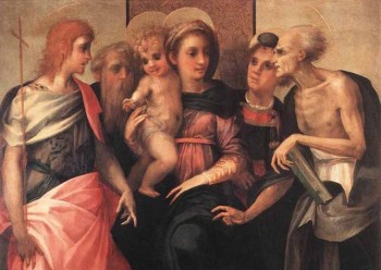 Rosso Fiorentino, "Thronende Madonna mit vier Heiligen", 1518, Detail